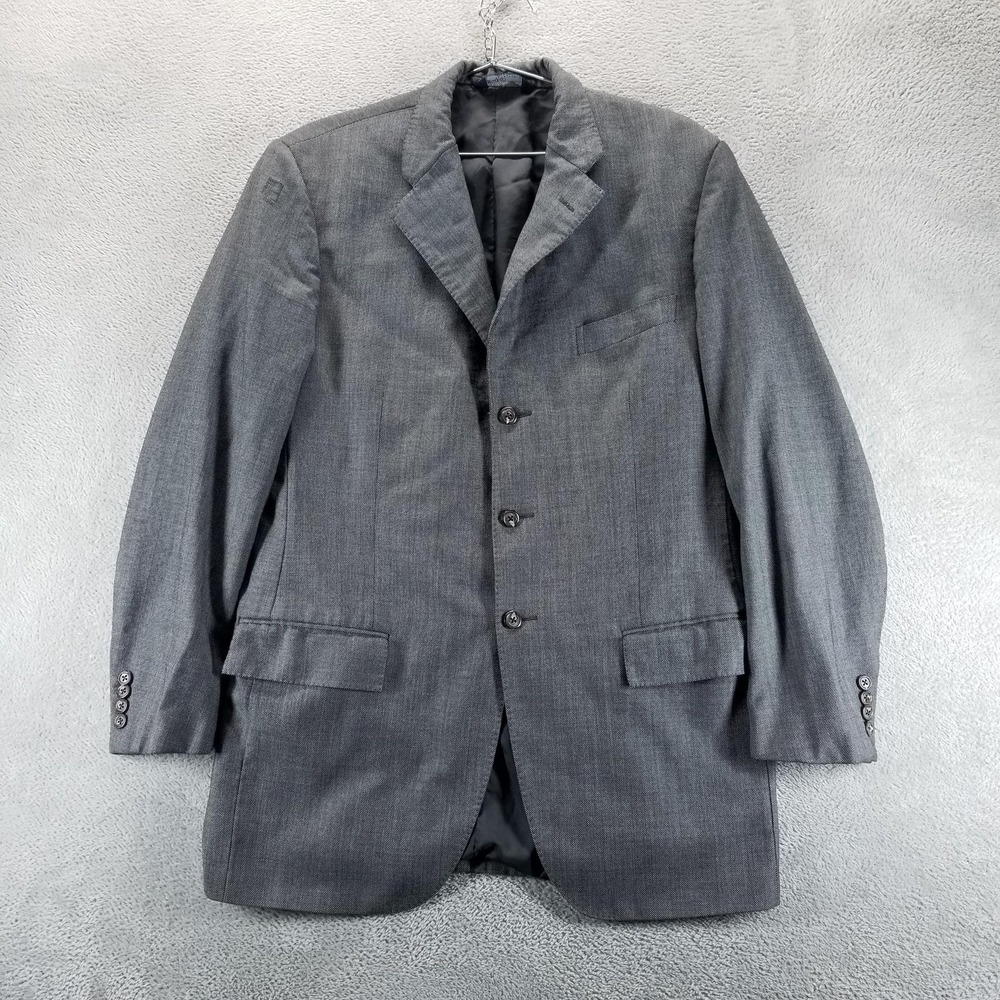 Polo By Ralph Lauren Blazer Mens 42 Gray Wool Check Sport Coat Jacket Made Italy